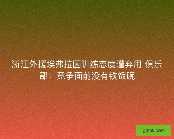 浙江外援埃弗拉因训练态度遭弃用 俱乐部：竞争面前没有铁饭碗