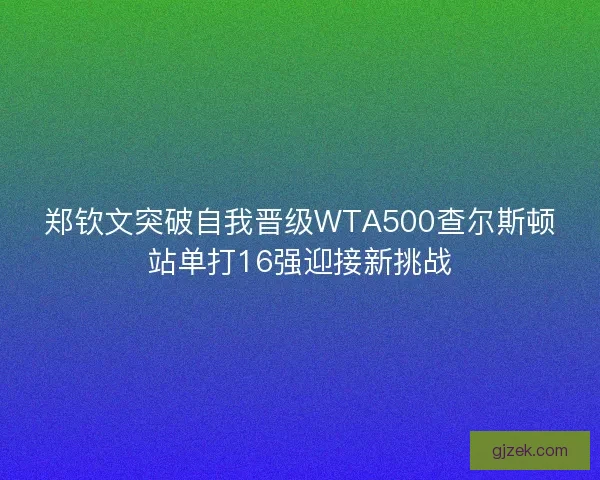 郑钦文突破自我晋级WTA500查尔斯顿站单打16强迎接新挑战 郑钦文突破自我晋级WTA500查尔斯顿站单打16强迎接新挑战